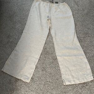Chico's Relaxed Fit Beige Linen Pants Size 2 ( 12/14) Large